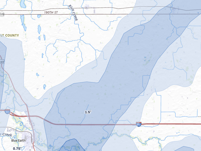 NEXRAD radar-signature map of the hail storm over Delavan, MN on Jun 30, 2026