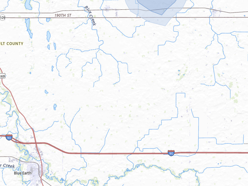 NEXRAD radar-signature map of the hail over Delavan, MN