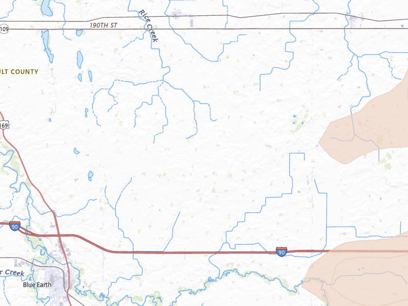 Radar-estimated hail-size map of the storm over Delavan, MN on Jul 8, 2026
