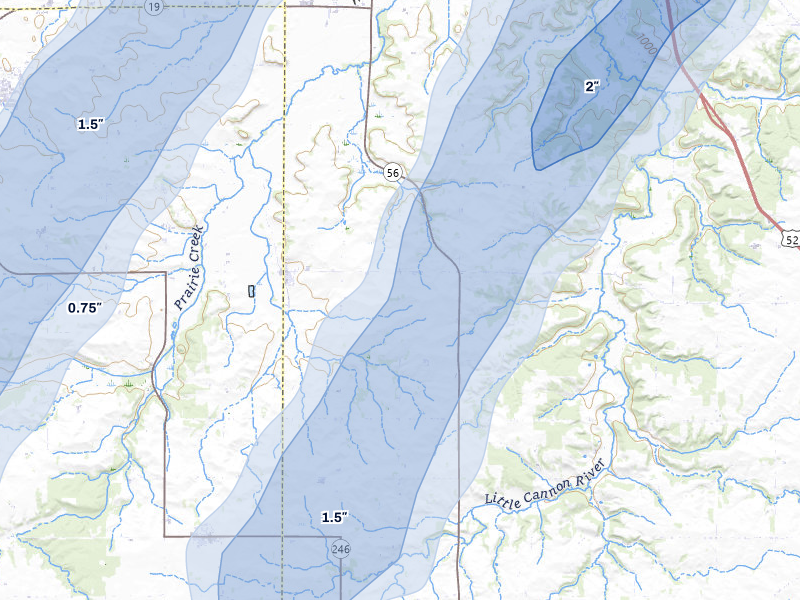 NEXRAD radar-signature map of the hail storm over Dennison, MN on Apr 17, 2026