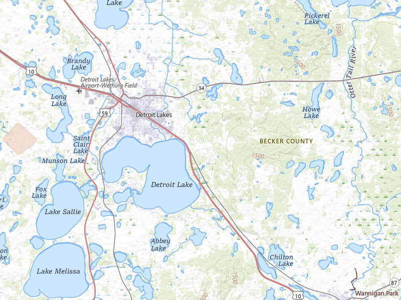 Radar-estimated hail-size map of the storm over Detroit Lakes, MN on Jun 9, 2026