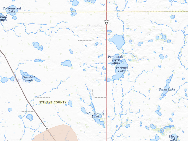 Radar-estimated hail-size map of the storm over Donnelly, MN on Jun 9, 2026