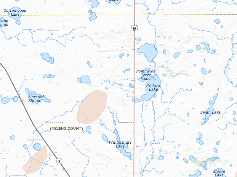 Radar-estimated hail-size map of the storm over Donnelly, MN on Jun 29, 2026