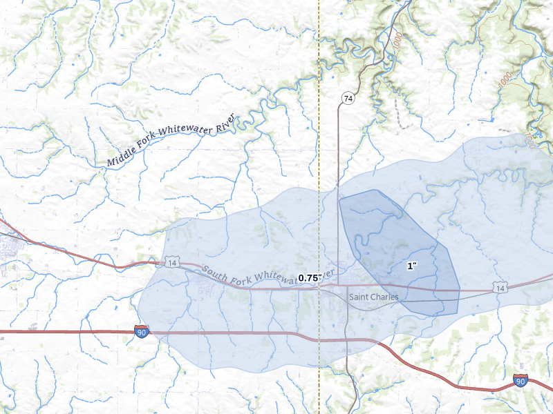 NEXRAD radar-signature map of the hail storm over Dover, MN on Mar 30, 2026