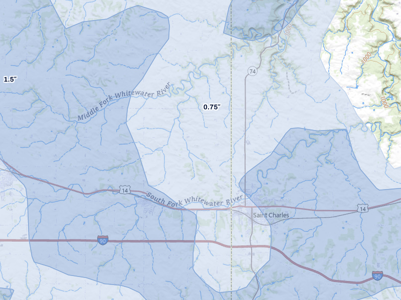 NEXRAD radar-signature map of the hail storm over Dover, MN on Jul 1, 2026