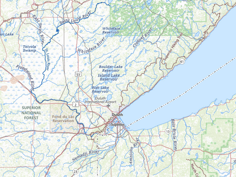 Radar-estimated hail-size map of the storm over Duluth, MN on Jul 2, 2026