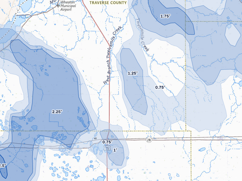 NEXRAD radar-signature map of the hail storm over Dumont, MN on Jul 6, 2026