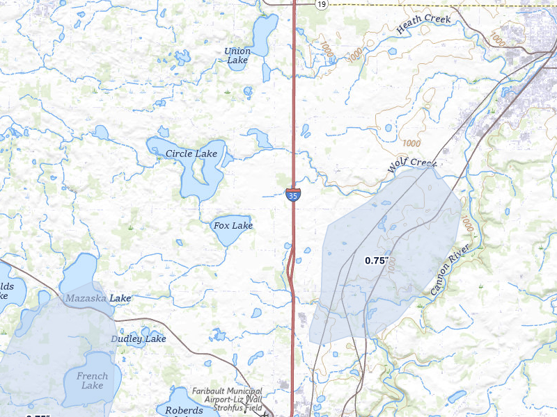 NEXRAD radar-signature map of the hail storm over Dundas, MN on May 17, 2026