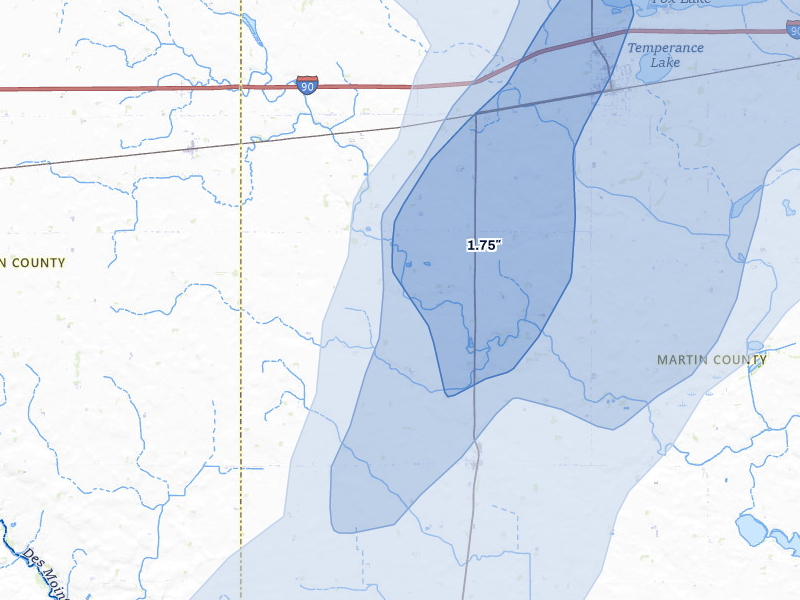 NEXRAD radar-signature map of the hail storm over Dunnell, MN on May 17, 2026