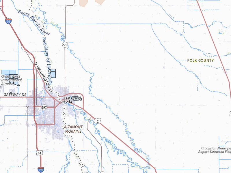 Radar-estimated hail-size map of the storm over East Grand Forks, MN on Apr 12, 2026