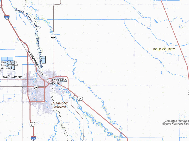 Radar-estimated hail-size map of the storm over East Grand Forks, MN on Jun 10, 2026