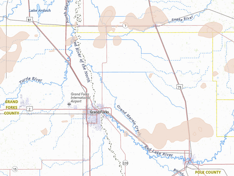 Radar-estimated hail-size map of the storm over East Grand Forks, MN on Sep 3, 2026