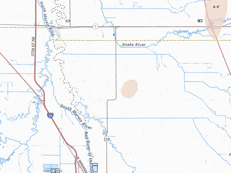 Radar-estimated hail-size map of the storm over East Grand Forks, MN