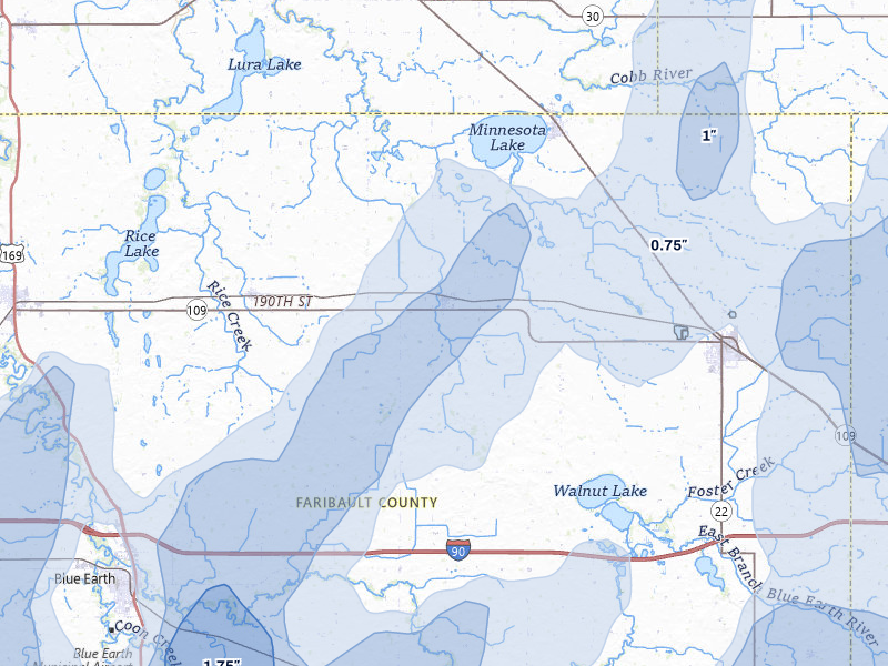 NEXRAD radar-signature map of the hail storm over Easton, MN on Jun 30, 2026