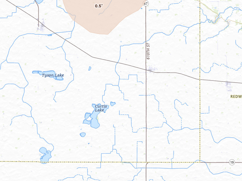 Radar-estimated hail-size map of the storm over Echo, MN on Jul 6, 2026
