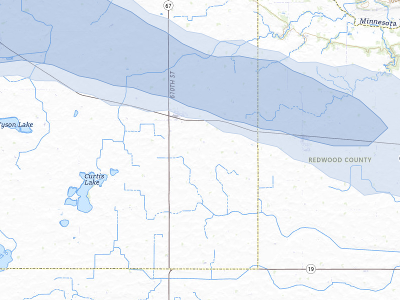 NEXRAD radar-signature map of the hail storm over Echo, MN on Jul 7, 2026