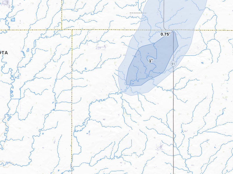 NEXRAD radar-signature map of the hail storm over Edgerton, MN on Jun 27, 2026