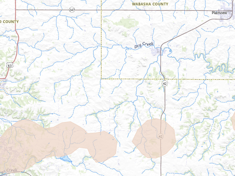 Radar-estimated hail-size map of the storm over Elgin, MN on Jun 10, 2026