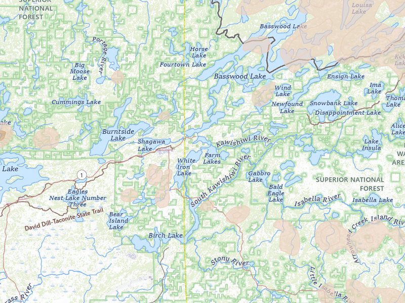 Radar-estimated hail-size map of the storm over Ely, MN on Jul 19, 2026
