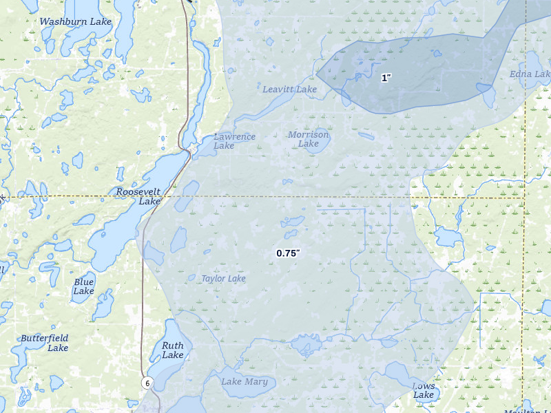 NEXRAD radar-signature map of the hail storm over Emily, MN on Jun 29, 2026