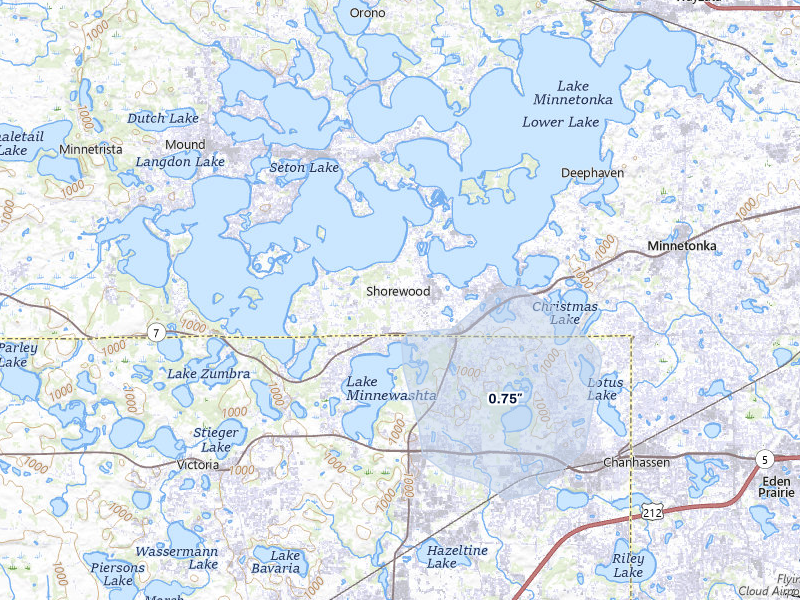 NEXRAD radar-signature map of the hail storm over Excelsior, MN on Jun 4, 2026