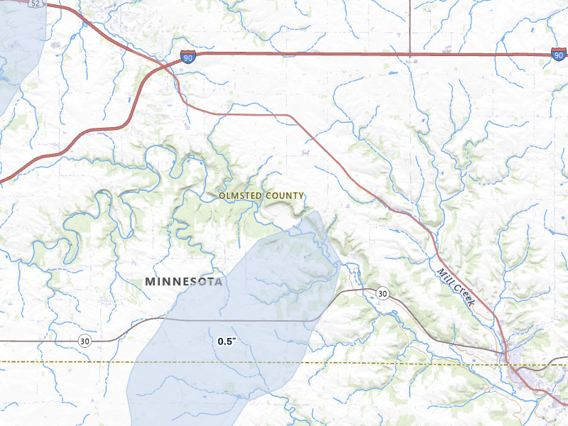 NEXRAD radar-signature map of the hail storm over Eyota, MN on May 17, 2026