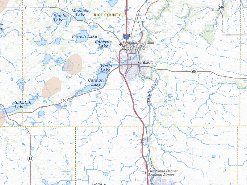 Radar-estimated hail-size map of the storm over Faribault, MN on Jun 9, 2026