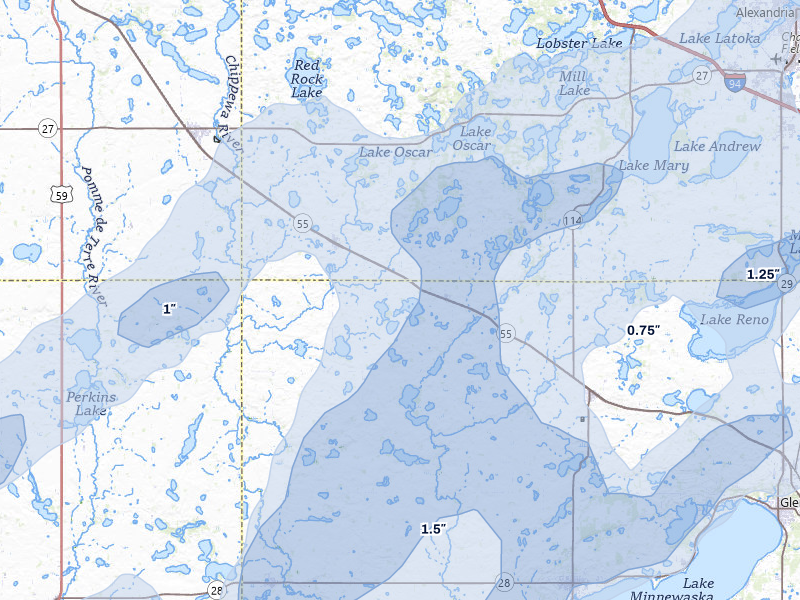 NEXRAD radar-signature map of the hail storm over Farwell, MN on Jun 29, 2026