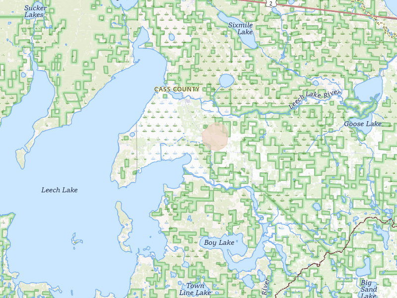 Radar-estimated hail-size map of the storm over Federal Dam, MN on Aug 6, 2026