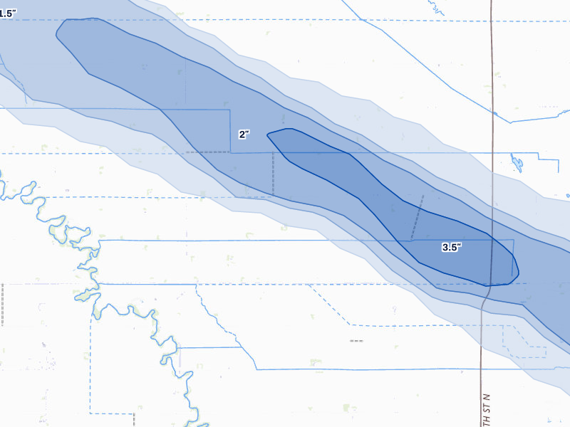 NEXRAD radar-signature map of the hail storm over Felton, MN on Aug 17, 2026
