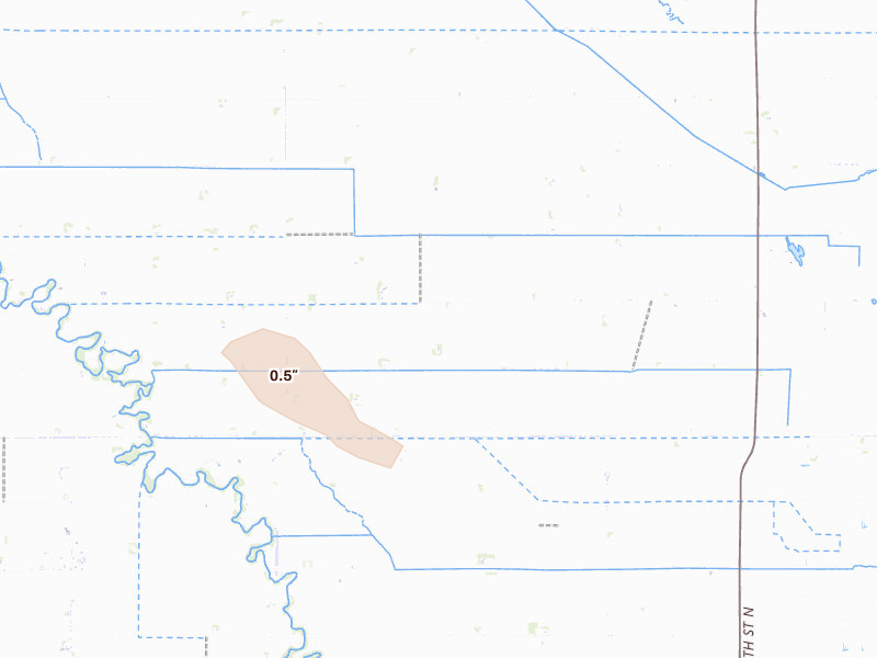 Radar-estimated hail-size map of the storm over Felton, MN