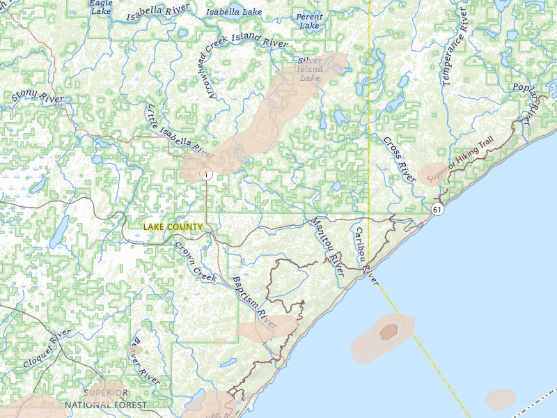 Radar-estimated hail-size map of the storm over Finland, MN on Jun 29, 2026