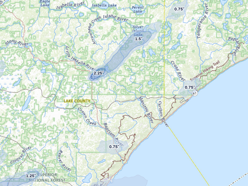 NEXRAD radar-signature map of the hail storm over Finland, MN on Jun 29, 2026