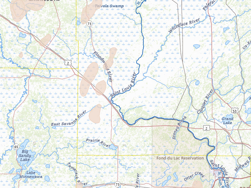 Radar-estimated hail-size map of the storm over Floodwood, MN on Jun 10, 2026