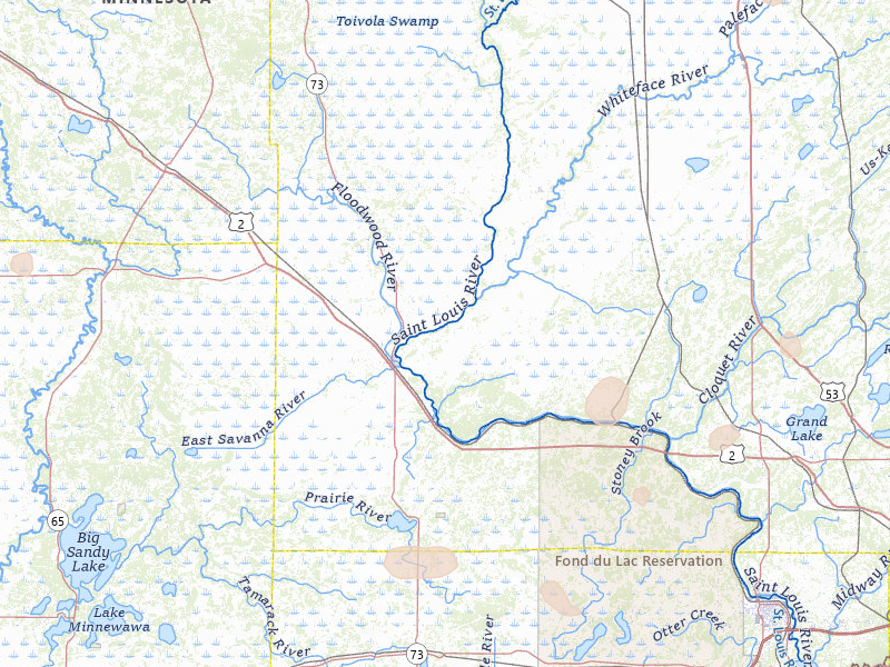 Radar-estimated hail-size map of the storm over Floodwood, MN on Jul 3, 2026