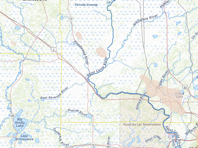 Radar-estimated hail-size map of the storm over Floodwood, MN on Jul 17, 2026