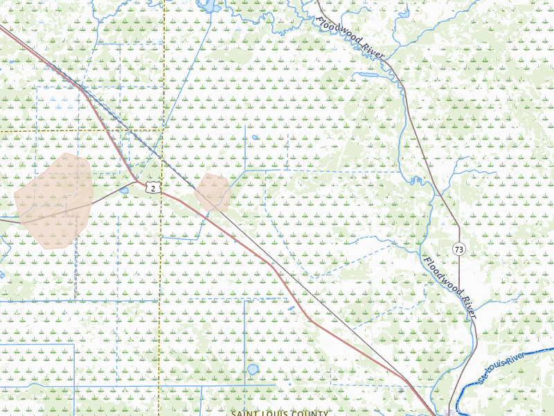 Radar-estimated hail-size map of the storm over Floodwood, MN on Aug 7, 2026