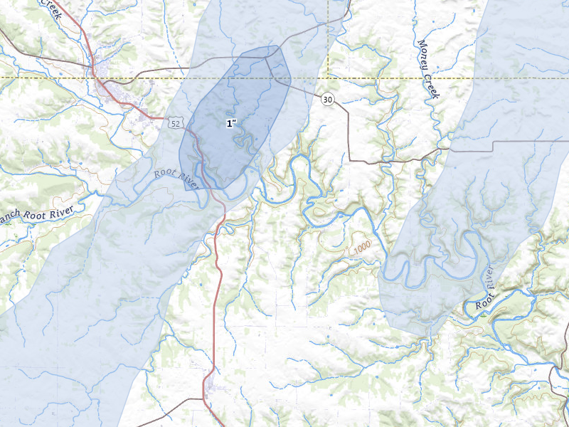 NEXRAD radar-signature map of the hail storm over Fountain, MN on May 17, 2026
