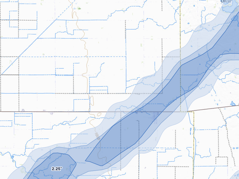 NEXRAD radar-signature map of the hail storm over Foxhome, MN on Jun 29, 2026