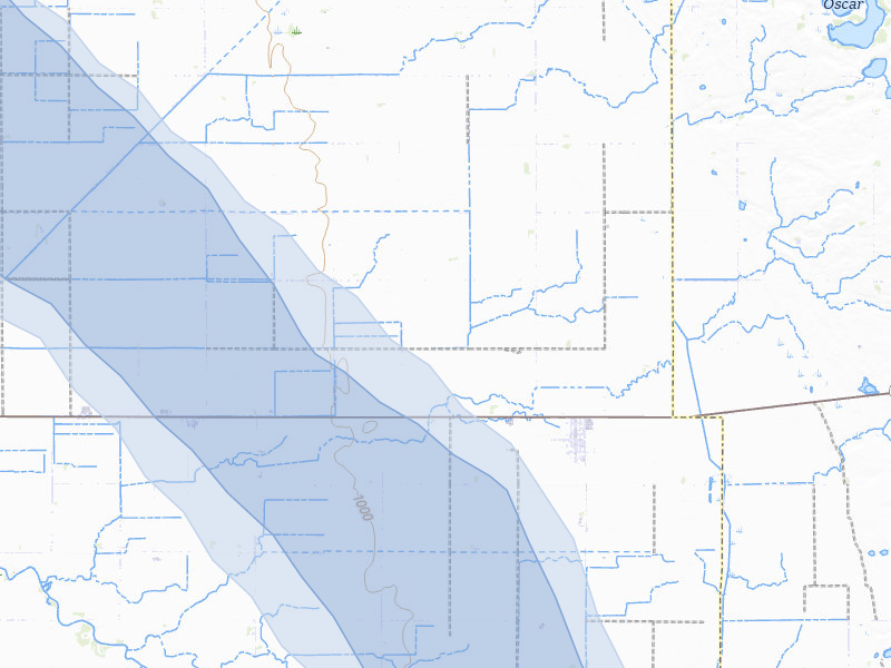 NEXRAD radar-signature map of the hail storm over Foxhome, MN on Jul 3, 2026