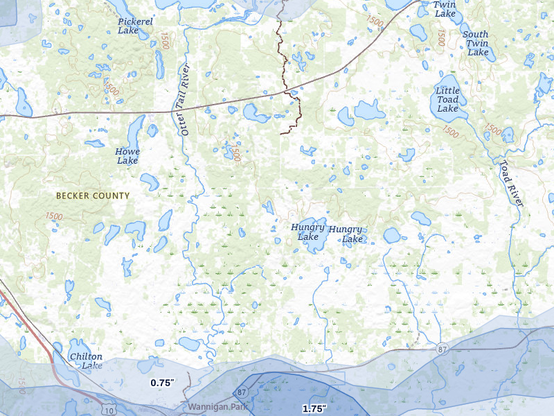 NEXRAD radar-signature map of the hail storm over Frazee, MN on Jul 6, 2026
