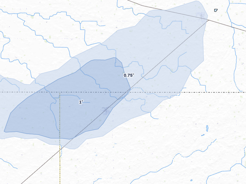 NEXRAD radar-signature map of the hail over Frost, MN
