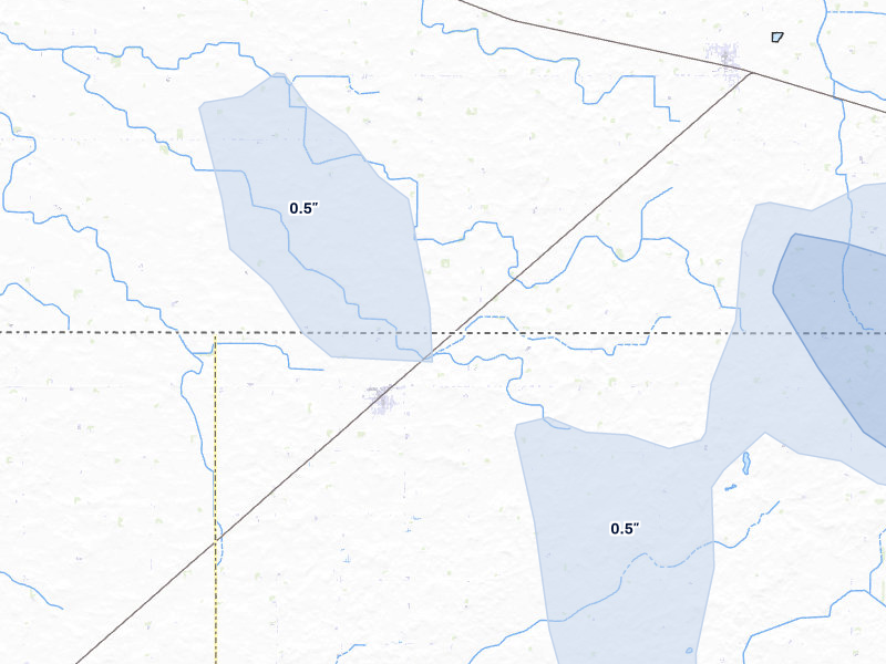 NEXRAD radar-signature map of the hail over Frost, MN