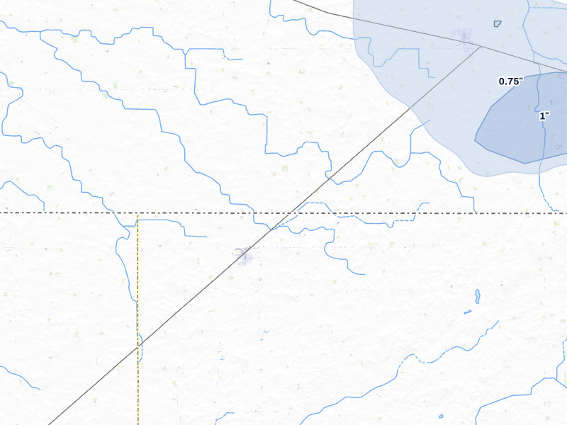 NEXRAD radar-signature map of the hail storm over Frost, MN on Jul 8, 2026