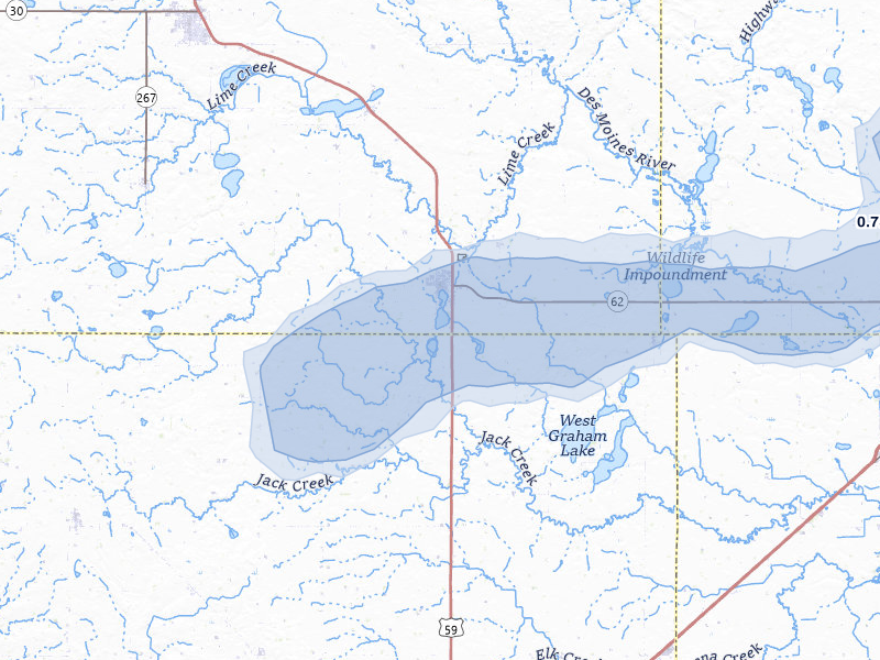 NEXRAD radar-signature map of the hail over Fulda, MN