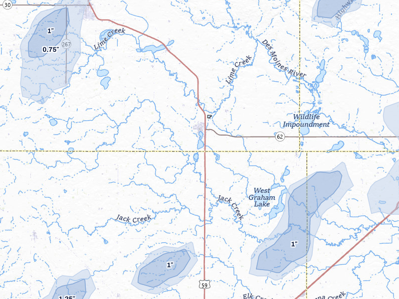 NEXRAD radar-signature map of the hail storm over Fulda, MN on Jun 27, 2026