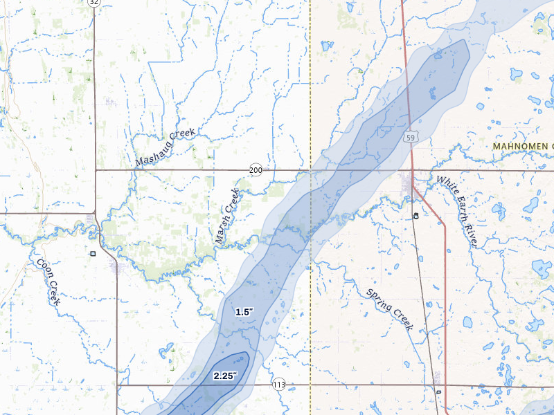 NEXRAD radar-signature map of the hail storm over Gary, MN on Jun 29, 2026