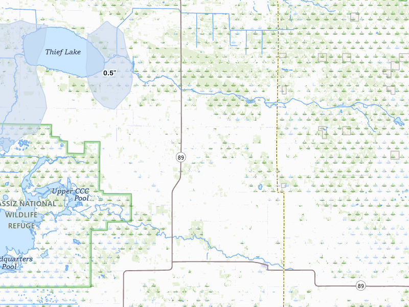 NEXRAD radar-signature map of the hail storm over Gatzke, MN on Jul 30, 2026