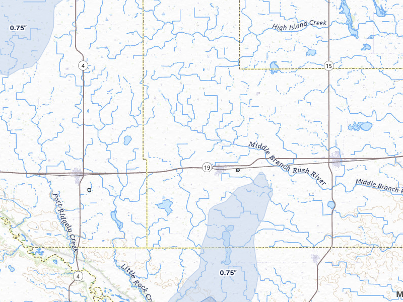 NEXRAD radar-signature map of the hail storm over Gibbon, MN on Apr 23, 2026