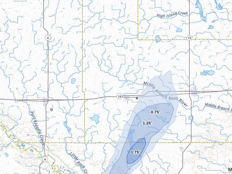 NEXRAD radar-signature map of the hail storm over Gibbon, MN on May 17, 2026